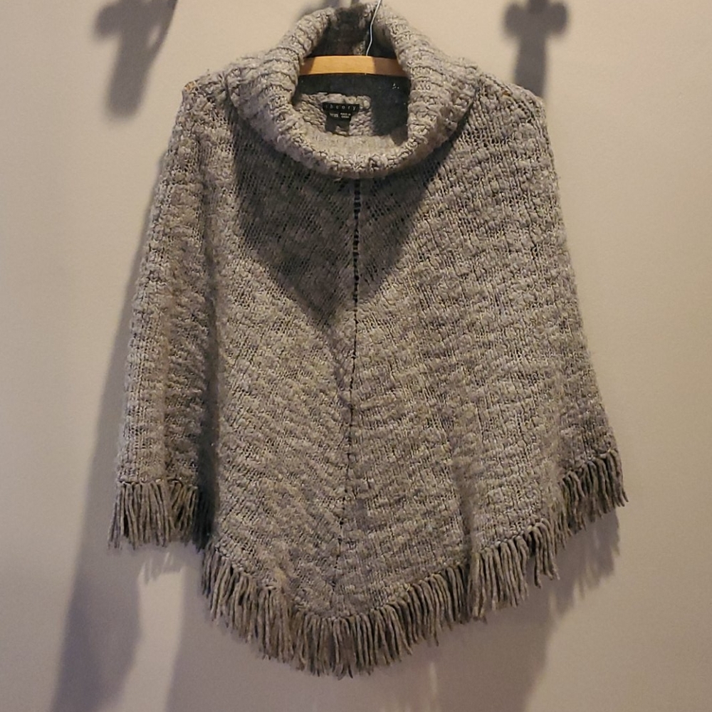 Theory Grey Knit Poncho